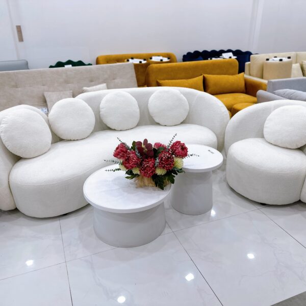 Sofa cong lông cừu kèm ghế đơn