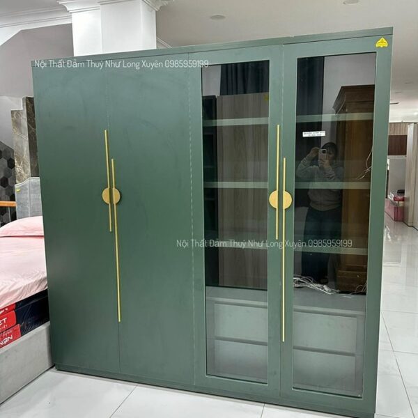 Tủ áo gỗ MDF phối kính 2m x 2m