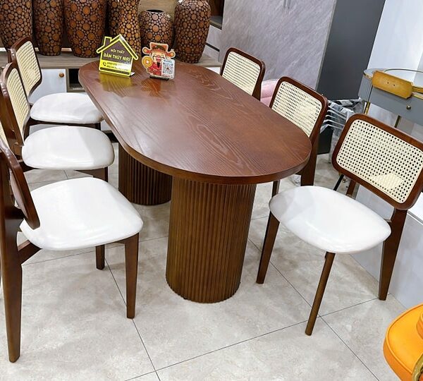 Bàn ăn gỗ cao su 6 ghế