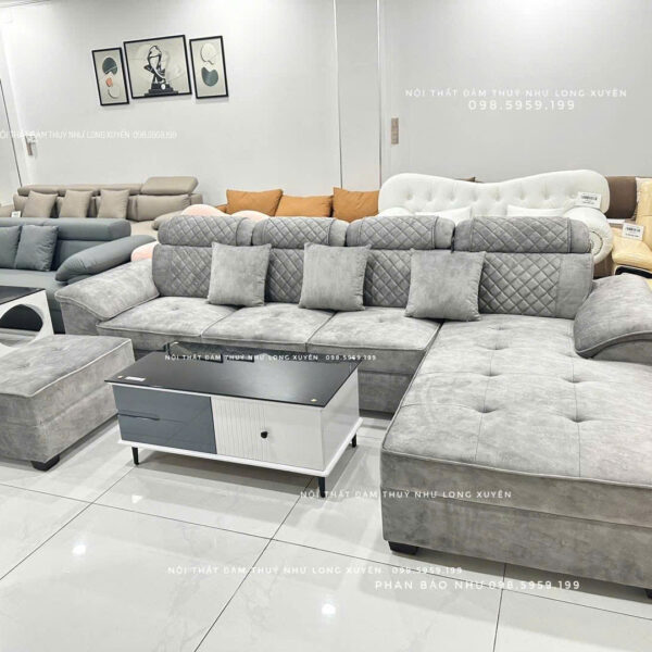 Sofa Góc L Kèm Đôn