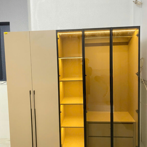 Tủ Áo MDF Phối Cánh Kính Khung Nhôm 2mx2m