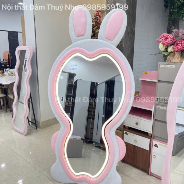Gương Thỏ Bọc Nhung Có Led