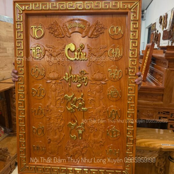 Tấm Cửu Huyền Gỗ Hương size 68x92