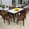 Bàn Ăn Mặt Đá 6 Ghế Gỗ Xoan