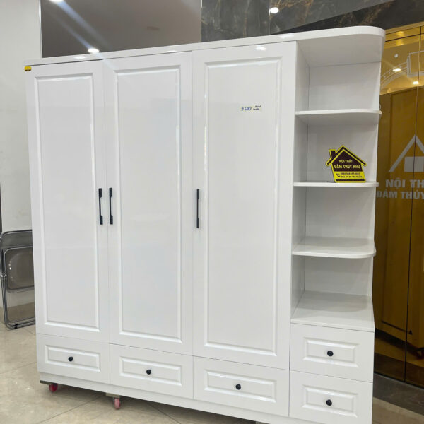 Tủ Áo MDF Sơn Trắng Phối Góc