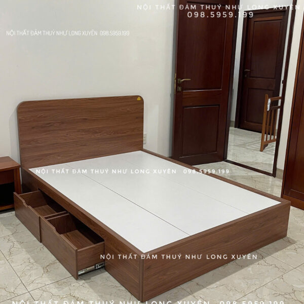 Giường MDF 1m6x2m 2 Hộc Kéo